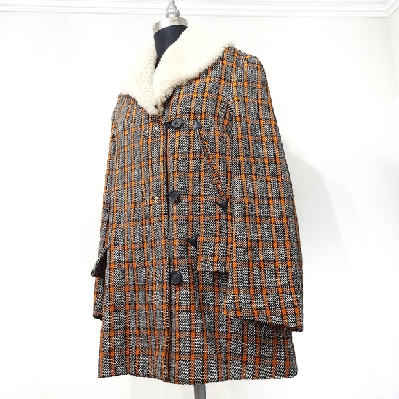 Marni Shearling Wool Check Plaid Toggle Coat - Picture 7 of 14